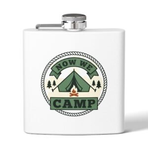 'Now We Camp' 6oz Stainless Steel Hip Flask